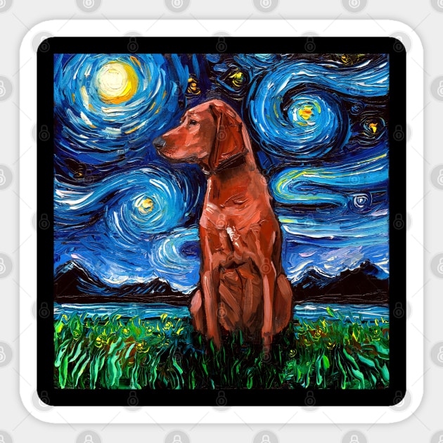 Redbone Coonhound Night Sticker by sagittariusgallery